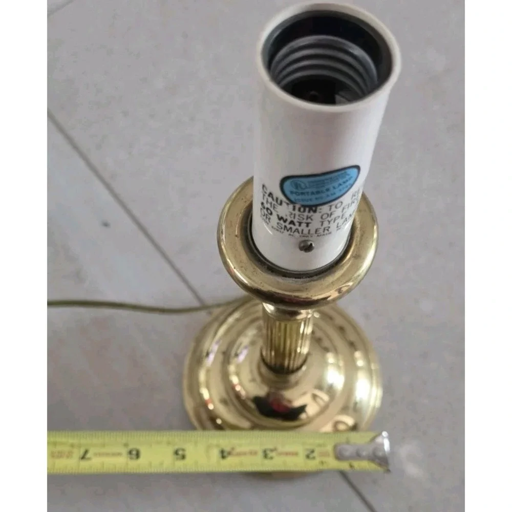 VTG Brass Candlestick Table Lamp MCM Boudoir Light Classic Bankers Retro 70's